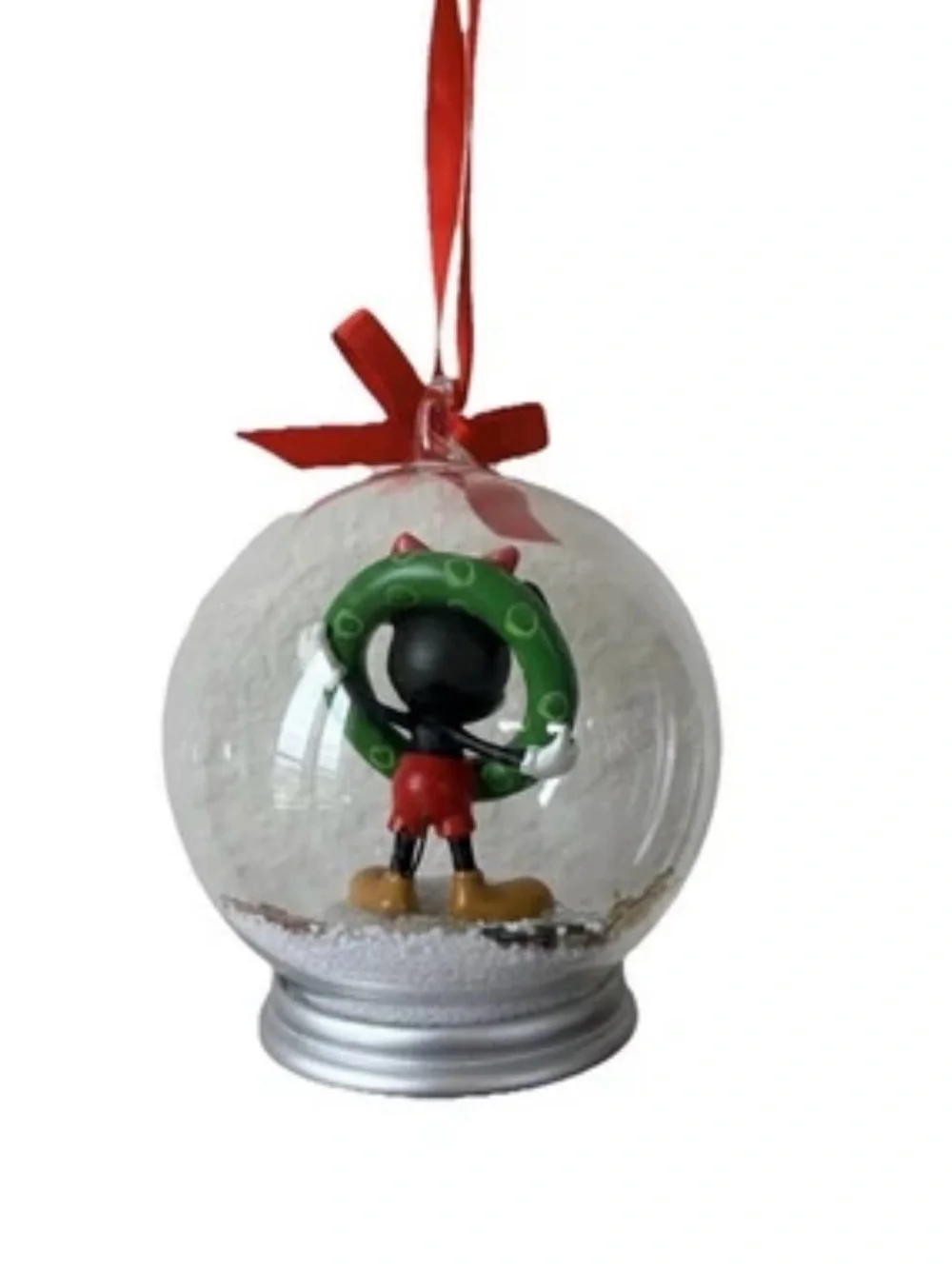 Disney Mickey Mouse Snow Globe Glass Christmas Tree Ornament Wreath Decor 2011